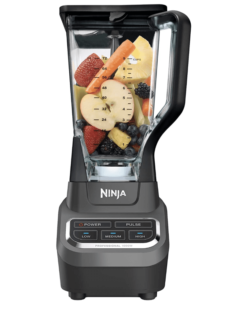 Ninja Quiet blender with fruits inside