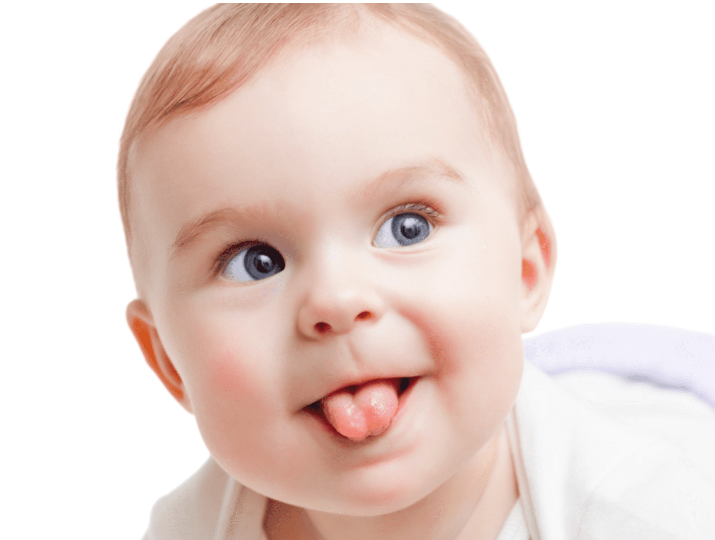 Baby with tongue sticking out tong or lip tie